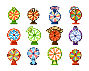 fortune wheels flat color set vector