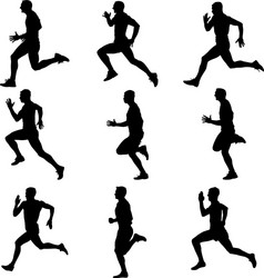 Silhouettes of Runners Sprinting vector