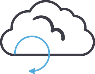 Cloud computing with repeat arrow line style icon vector