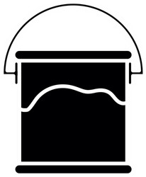 Paint bucket spilling icon in black contour Vector Image