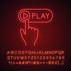 play button click neon light icon vector