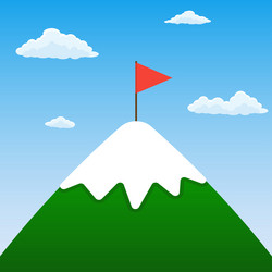 mountain peak with red flag business motivation vector