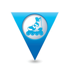 rollerskates blue triangular map pointer vector image
