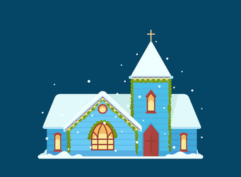 christmas church buildings at winter time vector