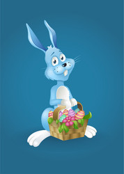 easter bunny rabbit with basket eggs vector image