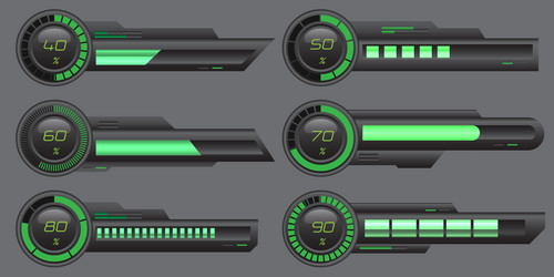 set of hud modern loading progress bars user vector image