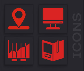 set open book location computer monitor screen vector image