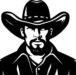 Black & White Cowboy Portrait Vector Image