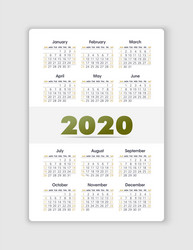 Calendar 2020 year week starts from sunday vector