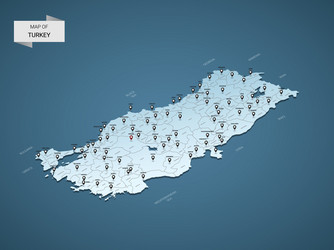 isometric 3d turkey map concept vector