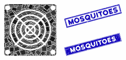 Mining asic device mosaic and scratched rectangle vector
