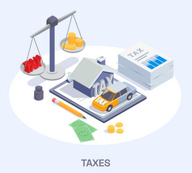 taxes balance isometric composition vector