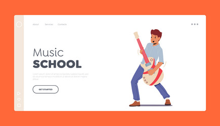 Music school landing page template boy musician vector