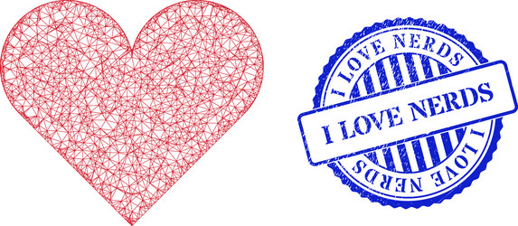 rubber i love nerds badge and net playing card vector image
