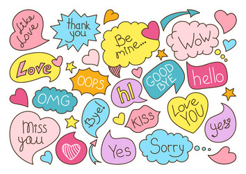 Set different speech bubble in doodle style Vector Image