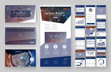 website design template and interface elements vector image