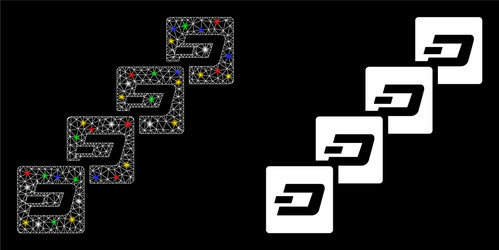 bright mesh 2d dash block chain icon with flare vector image