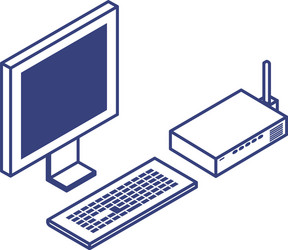 destop computer with router tech vector image