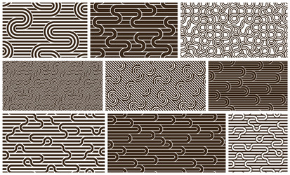lined seamless patterns with twisted lines vector image
