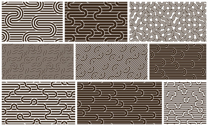 lined seamless patterns with twisted lines vector