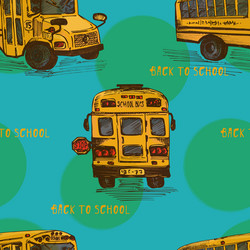 seamless pattern with hand-drawn sketch yellow bus vector