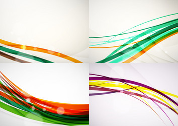 set abstract backgrounds curve wave lines vector image