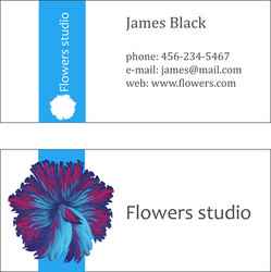 Blue floral design business card vector