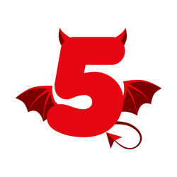 devil red 5 number with wings for ui games vector