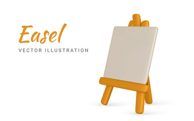 3d realistic easel with empty canvas vector