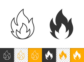 Fire simple flame bonfire black line icon Vector Image
