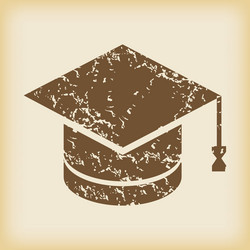 grungy academic hat icon vector