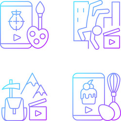 internet video gradient linear icons set vector