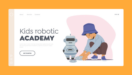 kids robotic academy landing page template boy vector