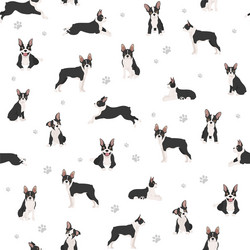 Boston Terrier Seamless Pattern - Yoga Dogs vector image