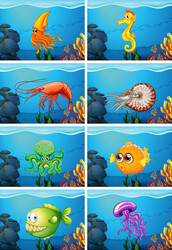 scenes with sea animals under Vector Image