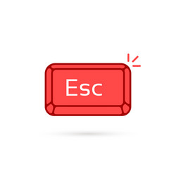 simple red esc key or escape button vector image