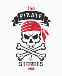 bold pirate-themed emblem featuring a skull Vector Image