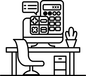 computer monitor with a calculator on it sits vector image