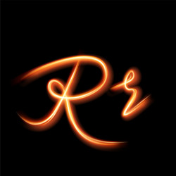Glowing R Letter Flame Lighting Vector Image