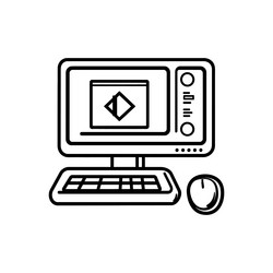 old computer icon retro technology with keyboard vector image