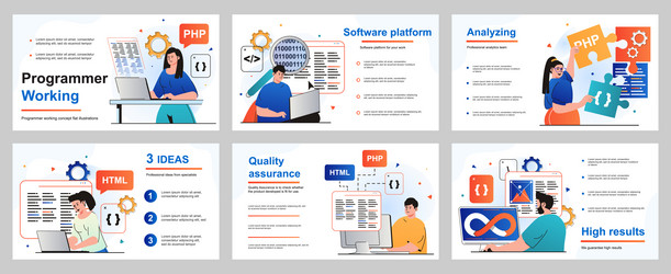 Programmer working concept for presentation slide vector