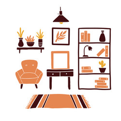 Living room with furniture vector