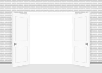 open end closed door interior design business vector