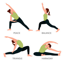 Women Practicing Yoga Poses Vector Image
