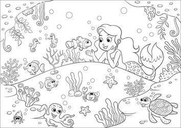Colorful Mermaid Underwater Scene Vector Image
