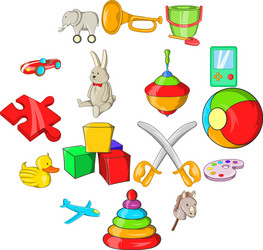 Toys icons set cartoon style vector