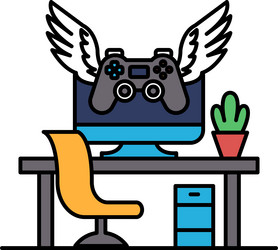 a computer monitor with controller on top vector image