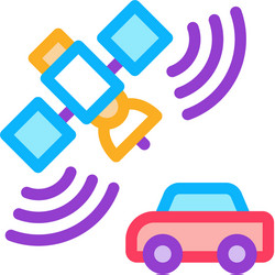 satellite connection with car icon outline vector