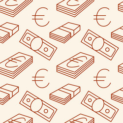 Currency seamless pattern euro signs texture vector