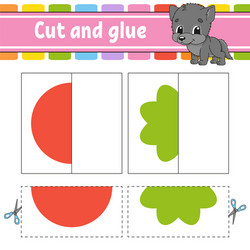 cut and play paper game with glue flash cards vector image